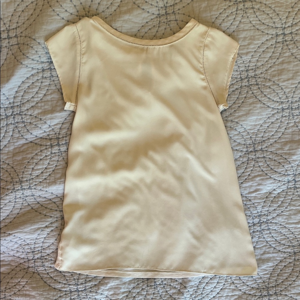 LOFT Short Sleeve Beige Mixed Media Shirt